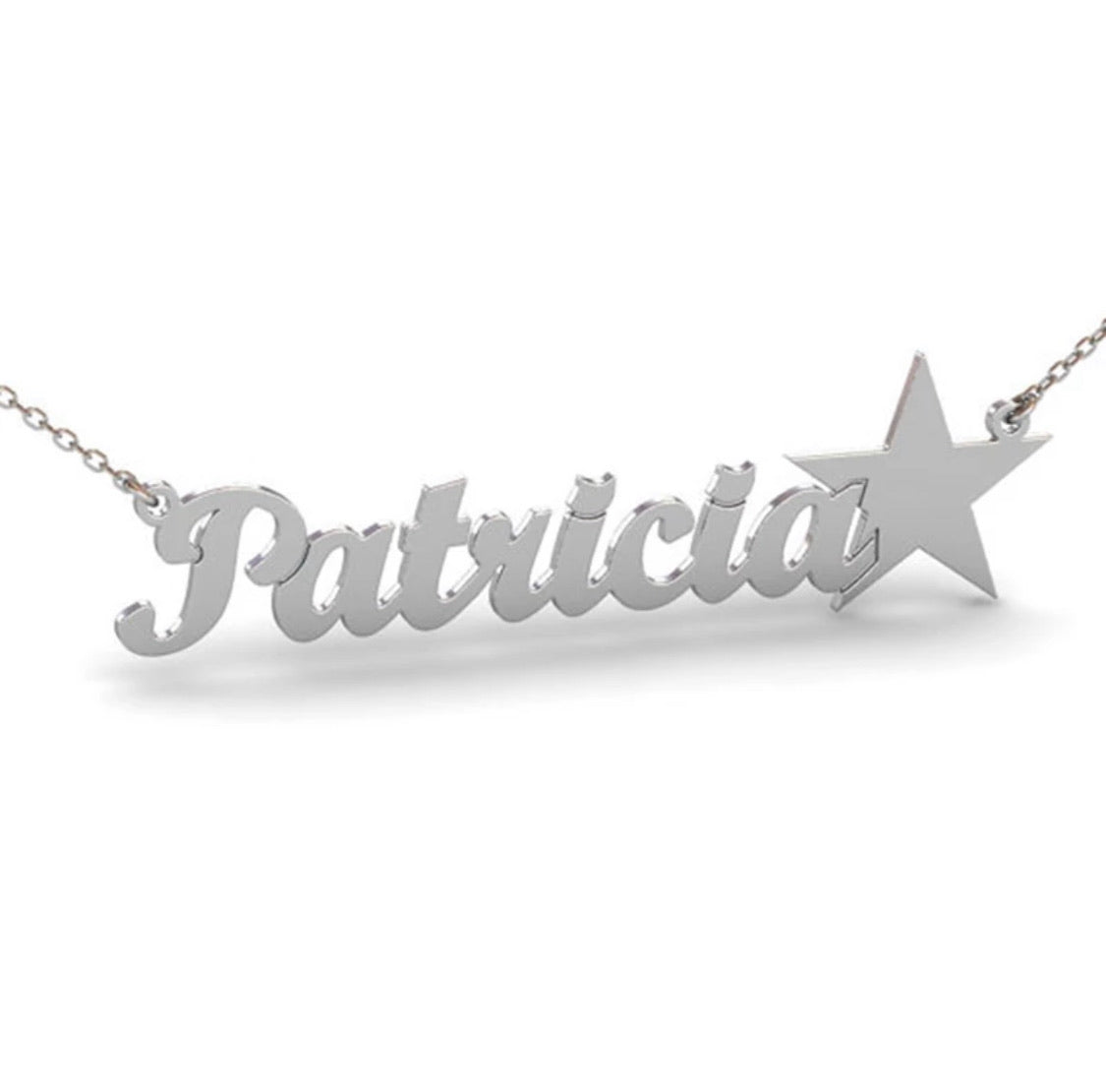 Silver star name necklace
