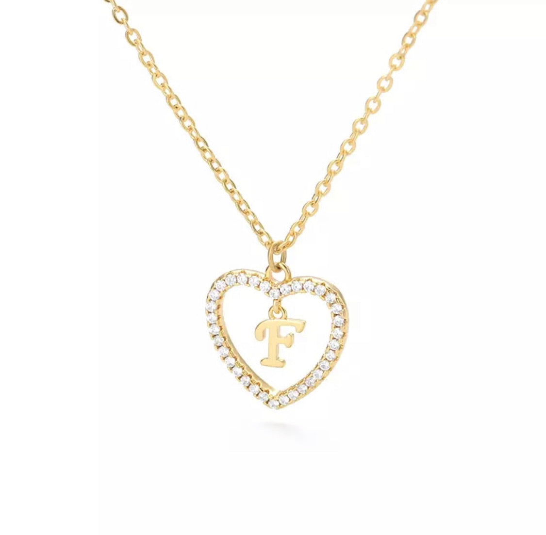 14K Flower Heart Initial Necklace Gold Letter A-Z Charm Necklace Set Real  Yellow Rose Gold Alphabet - Etsy