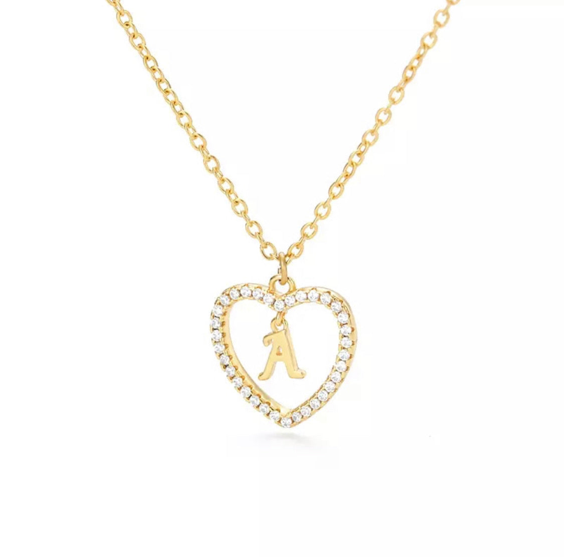 My Heart Initial Diamond Necklace - Noush Jewelry